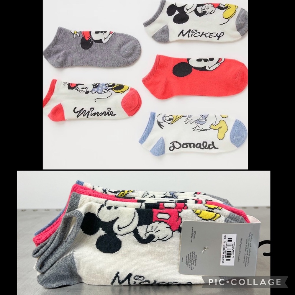 Torrid x Disney 5 Pack No-Show Socks Vintage Mickey & Minnie Mouse, Donald Duck
